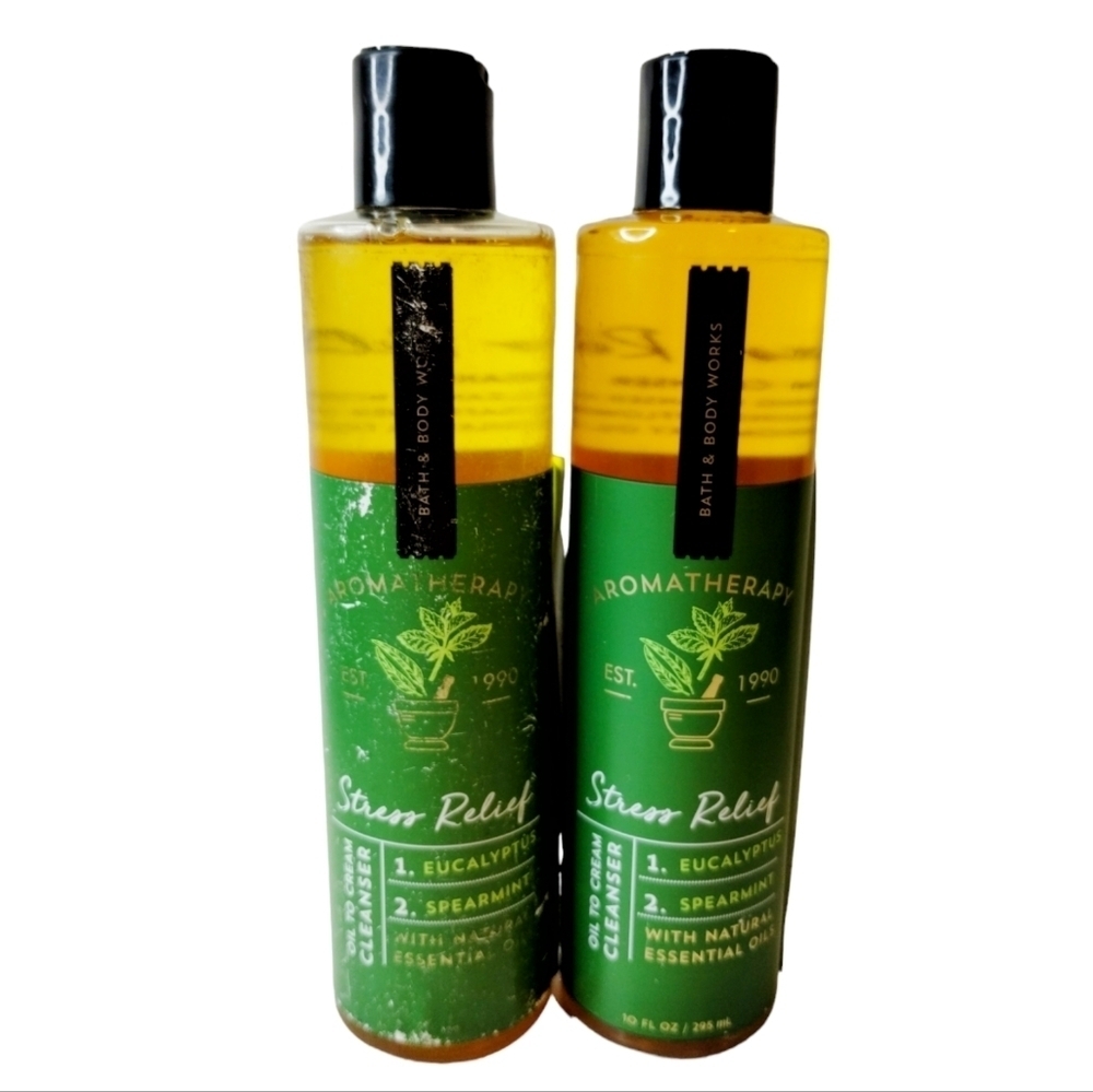 *RARE* Bath and Body Works Aromatherapy STRESS RELIEF OIL to CREAM CLEANSER 2pcs